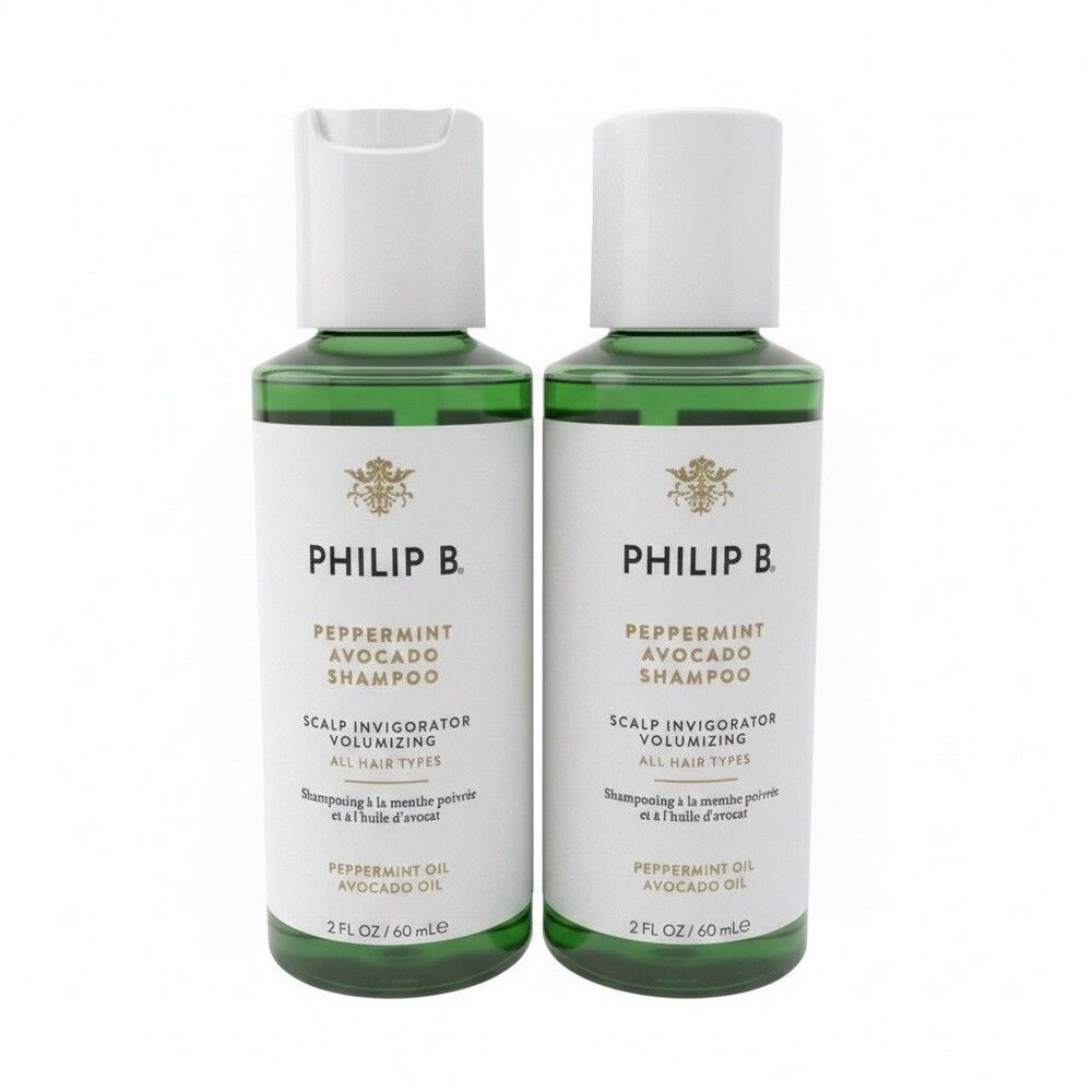 2 PHILIP B Peppermint Avocado Shampoo Scalp Invigorator Volumizing 2oz w/o box